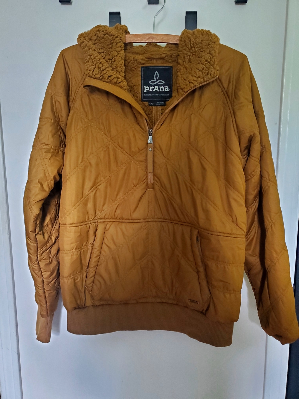 Prana Esla Quilted Sherpa Pullover - Mustard Brown